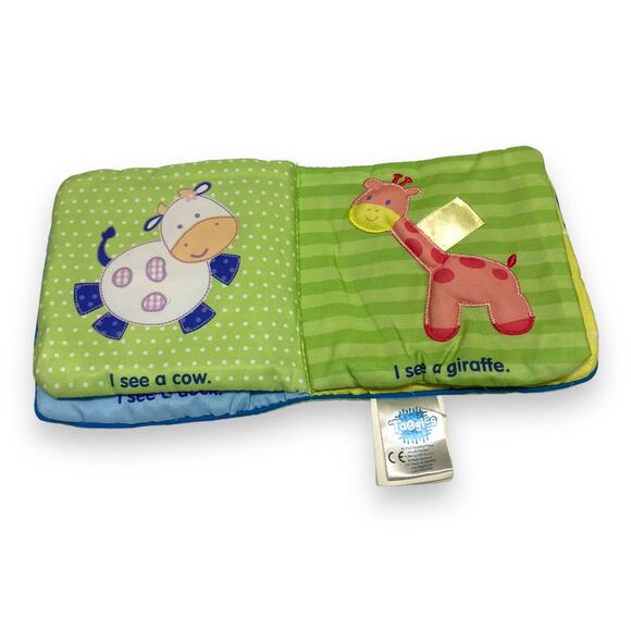 Who Do You See: My First Taggies Book Cow Mirror Lion Pig Giraffe Bee Cloth - Picture 4 of 8